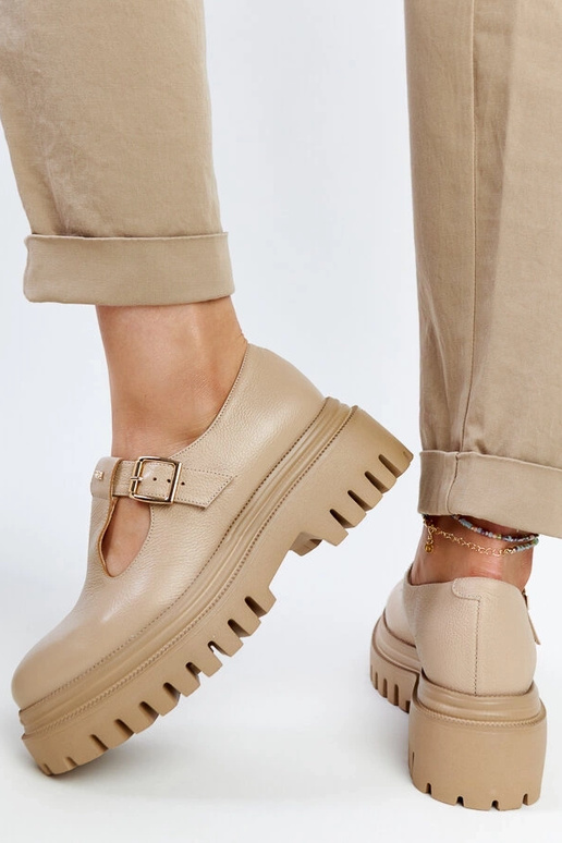 Tumši bežīgi ādas puszābaki Karino