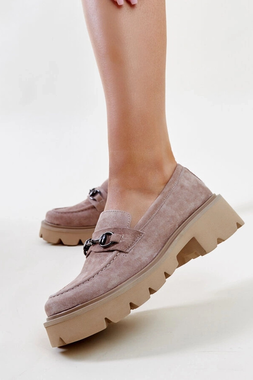 Vinceza gaiši brūnie ādas mokasīni