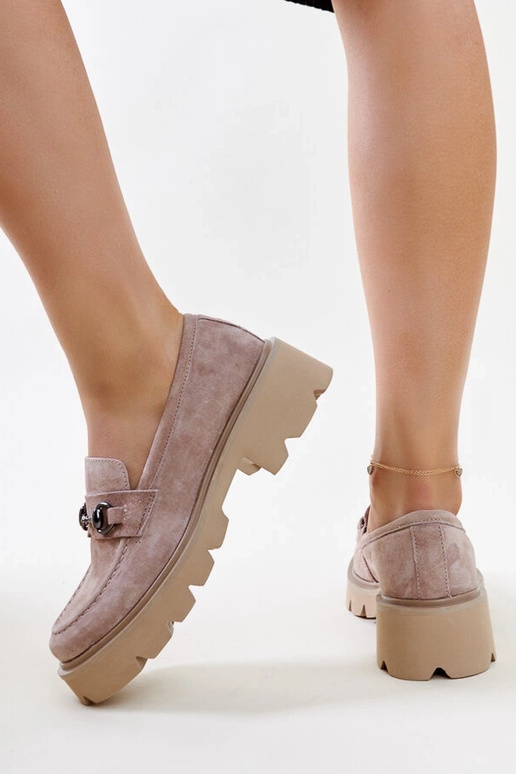 Vinceza gaiši brūnie ādas mokasīni