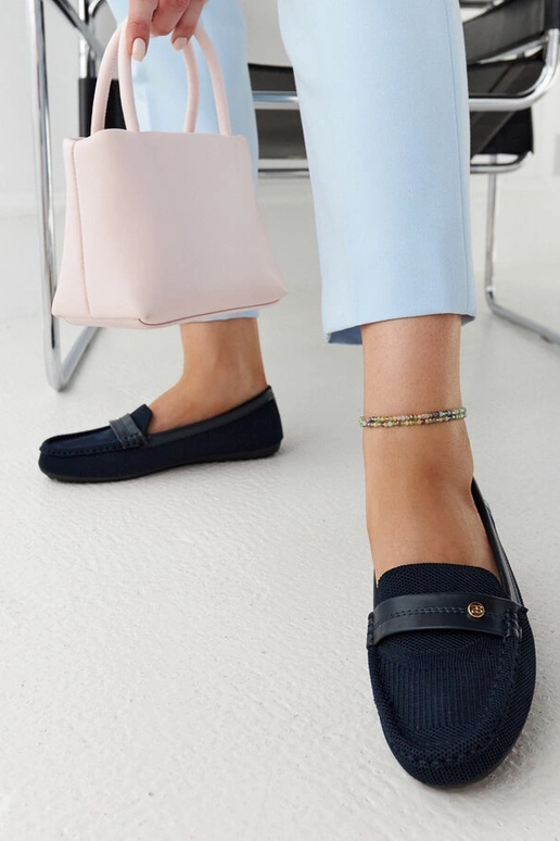 Tumši zila auduma mokasīni Fombio