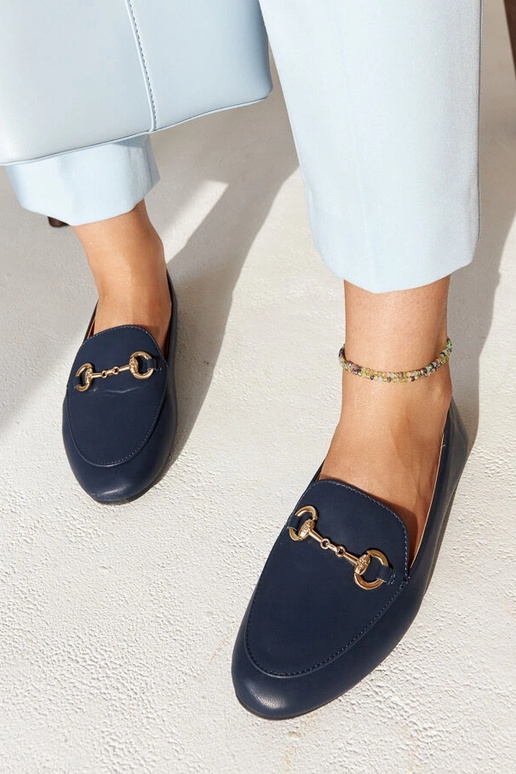 Tumši zili mokasīni ar sprādzi Erminia