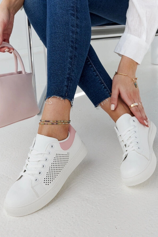 Baltas un rozā ažūra kedas Semhar