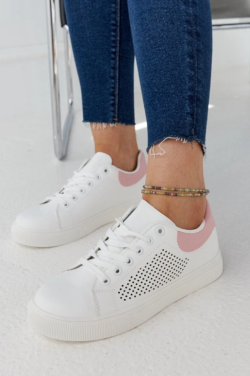 Baltas un rozā ažūra kedas Semhar