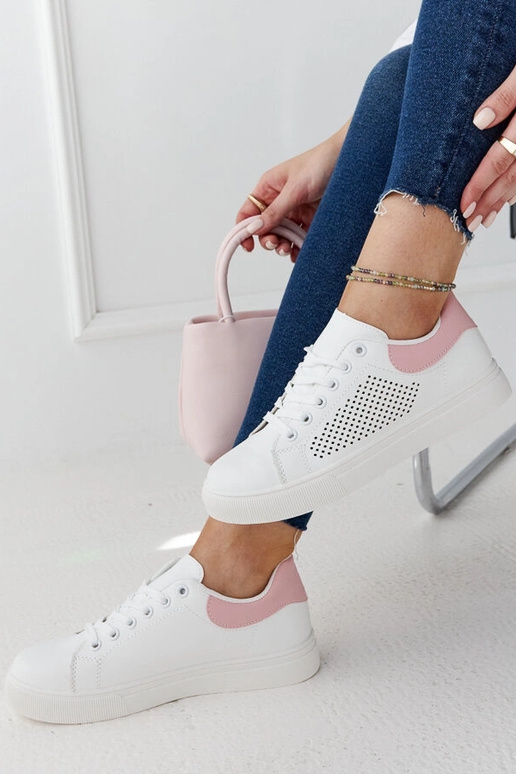 Baltas un rozā ažūra kedas Semhar