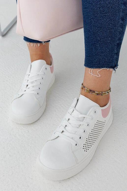 Baltas un rozā ažūra kedas Semhar