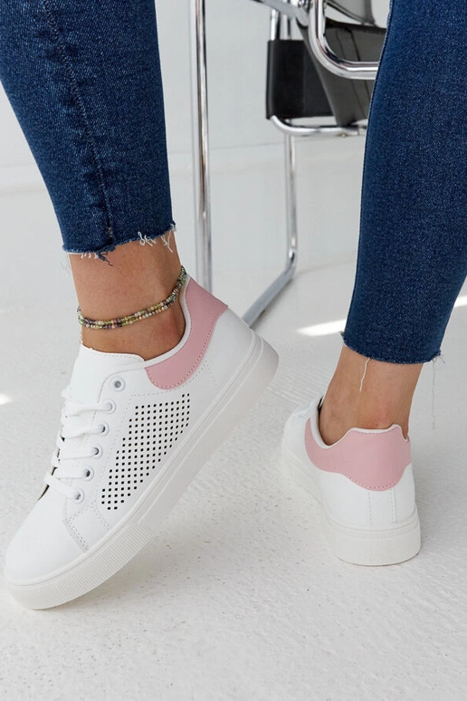 Baltas un rozā ažūra kedas Semhar