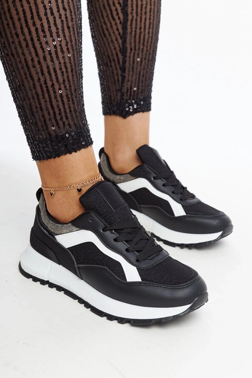 Evelia melnas mirdzošas platformas kedas