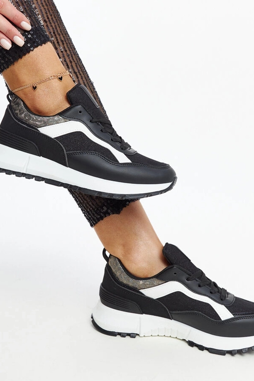 Evelia melnas mirdzošas platformas kedas