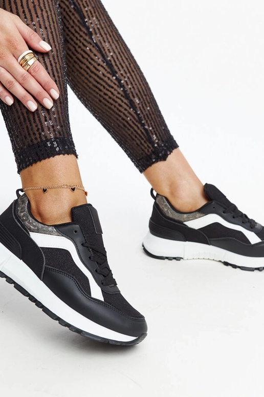 Evelia melnas mirdzošas platformas kedas