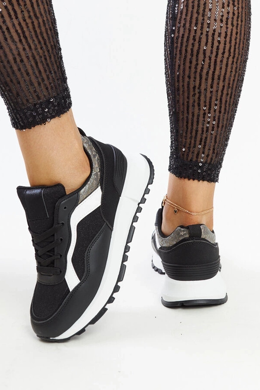 Evelia melnas mirdzošas platformas kedas