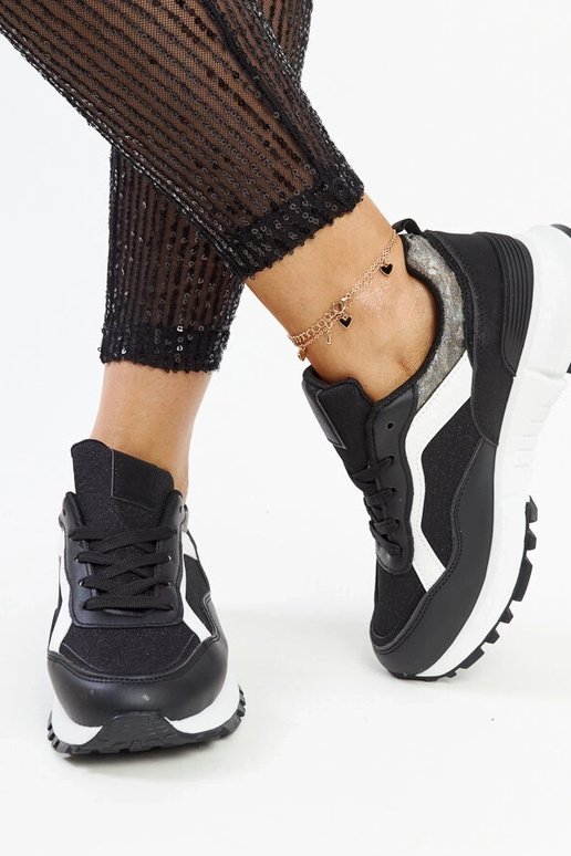 Evelia melnas mirdzošas platformas kedas