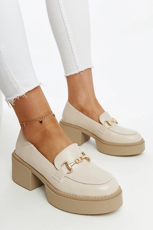 Bēšas eko ādas augstpapēžu kurpes...