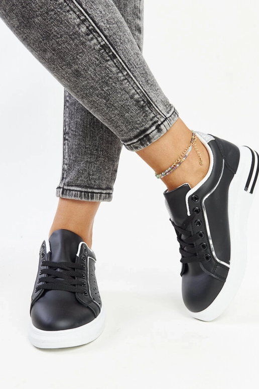 Melnas ažūra kedas ar spīguļiem Zorka