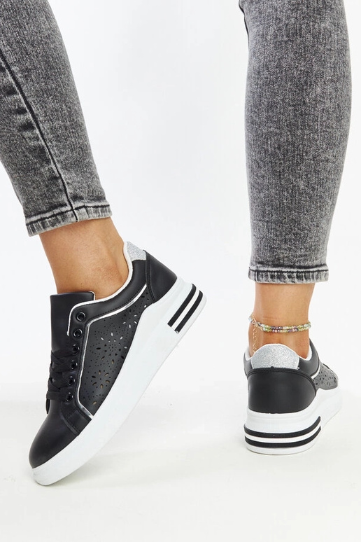 Melnas ažūra kedas ar spīguļiem Zorka