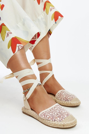 Teha Beige Lace Open Toe...