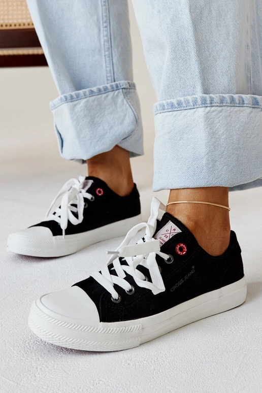 Melna auduma sieviešu kedas CROSS JEANS
