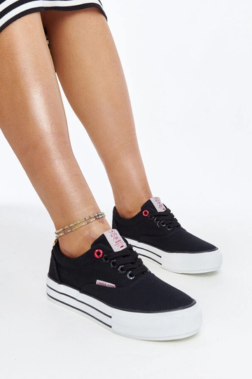 Melnas sieviešu kedas ar biezu zoli CROSS JEANS 2