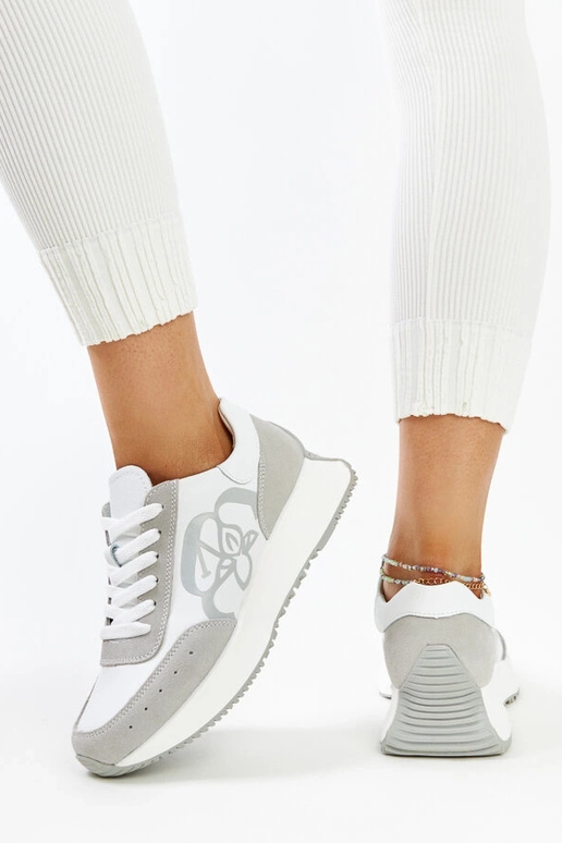 Balti-pelēki ādas sporta apavi Salimah