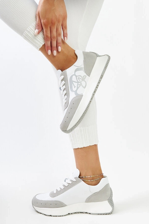 Balti-pelēki ādas sporta apavi Salimah