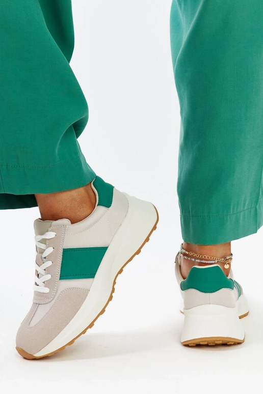 Pelēki-zaļi ādas sporta apavi Ganim