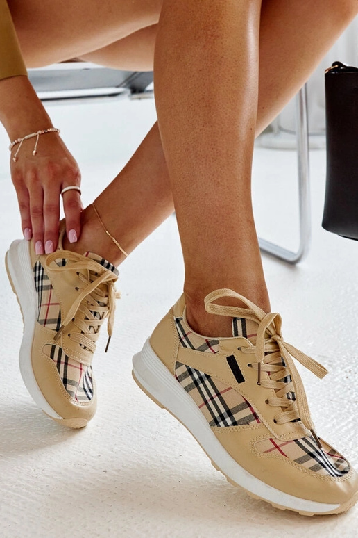 Afifah bēšas rūtainas kedas