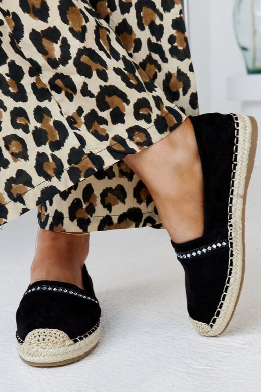 Melnas espadrilas ar cirkoniem Abia