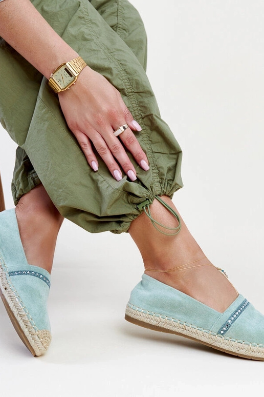 Zaļas espadrilas ar cirkoniem Abia
