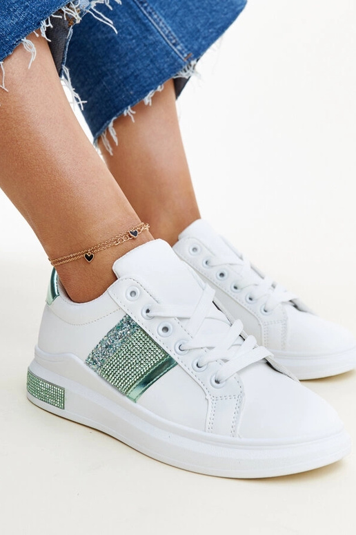 Baltas un zaļas kedas ar cirkoniem...