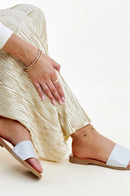 Sudraba spīdīgas Anilsa flip-flops