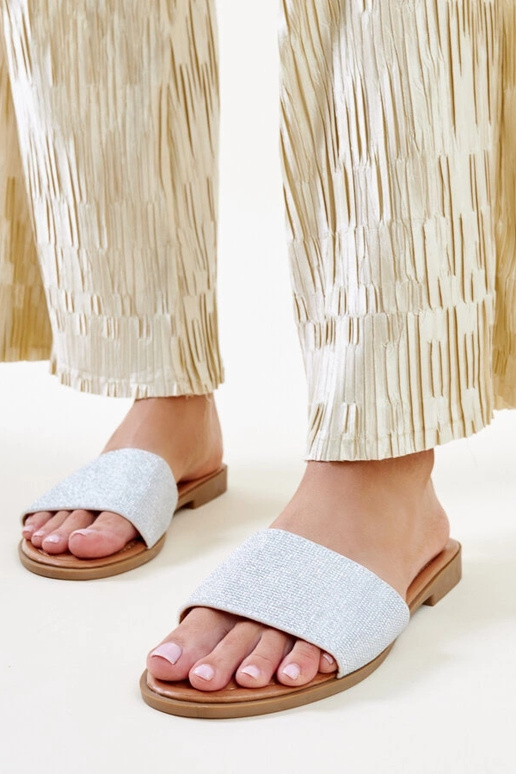 Sudraba spīdīgas Anilsa flip-flops