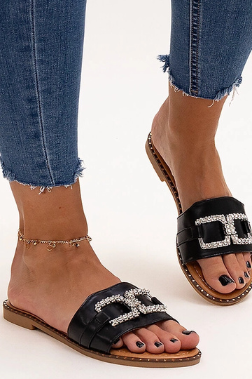 Melnas flip-flops ar dekoratīvu Rochaela sprādzi 2
