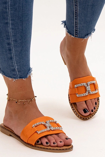 Rochaela oranžas flip-flops ar dekoratīvu sprādzi