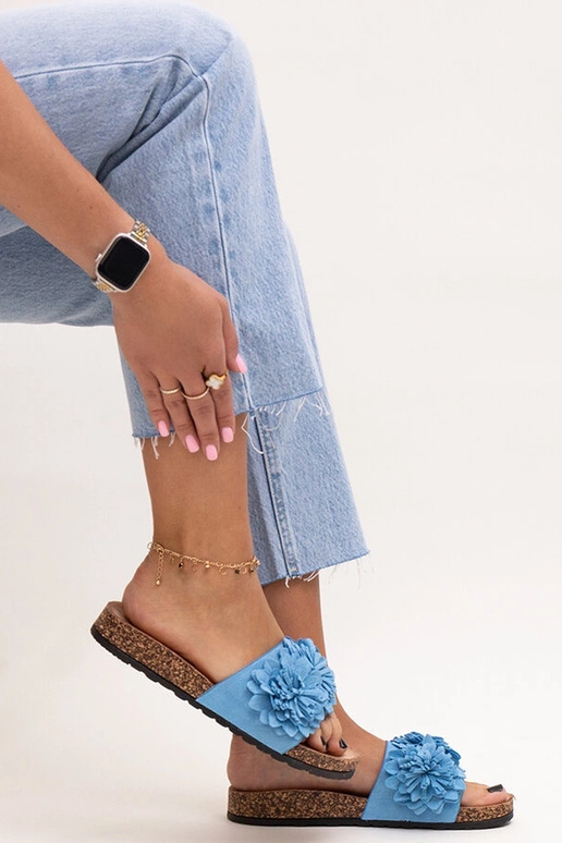 Almida korķa zoles ziedu flip-flops