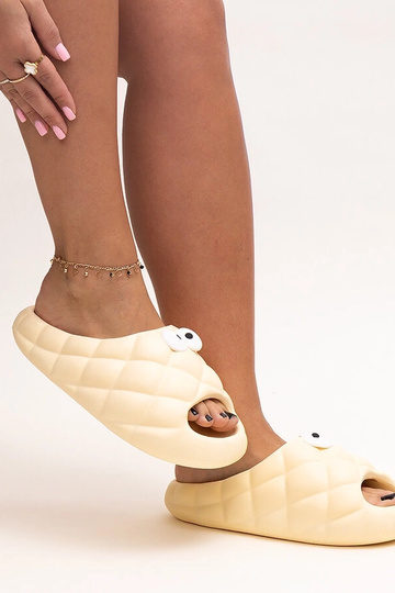 Bēšas putuplasta flip-flops ar Gorges acīm 2