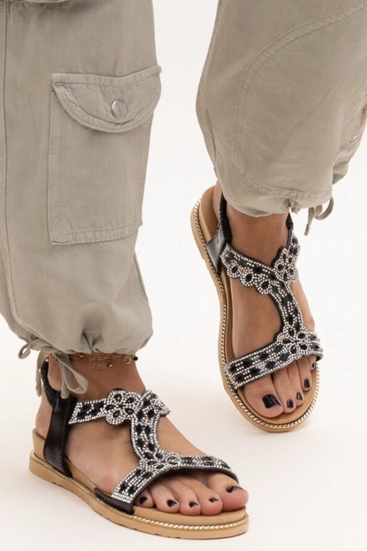 Shahidas spīdīgi melnas sandales