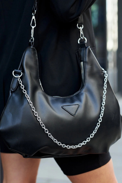 Melna Bikata ķēdes plecu soma