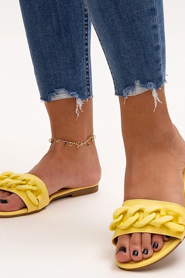 Aliyan Yellow Matte Chain Flip Flops