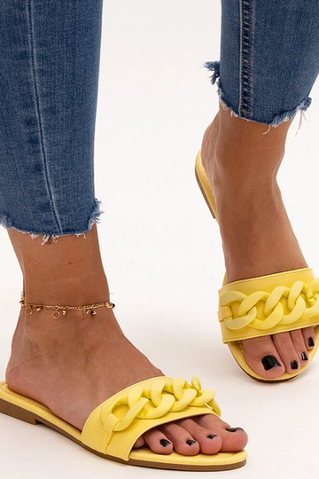 Aliyan Yellow Matte Chain Flip Flops 2