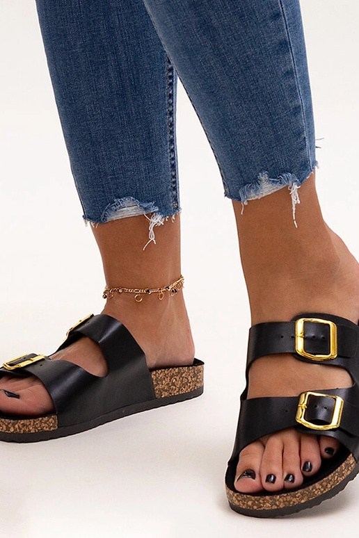 Melnas čības uz korķa zoles Oline