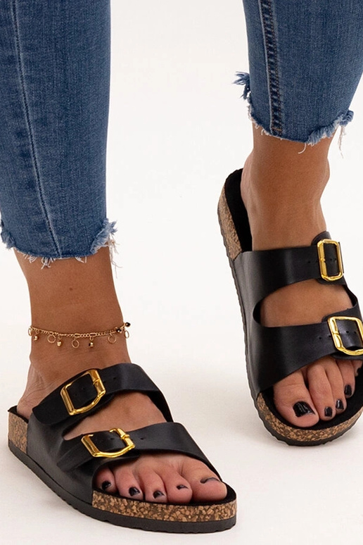 Melnas čības uz korķa zoles Oline