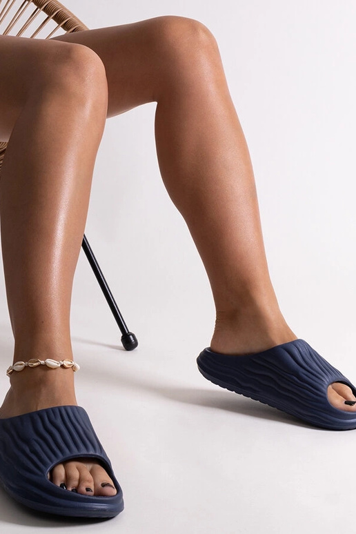 Navy Miniya ruched mules