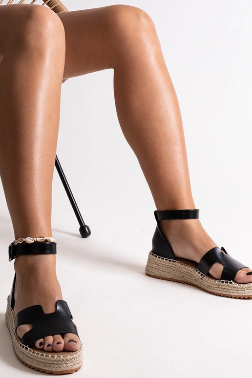 Laurencia melnas ķīļveida sandales