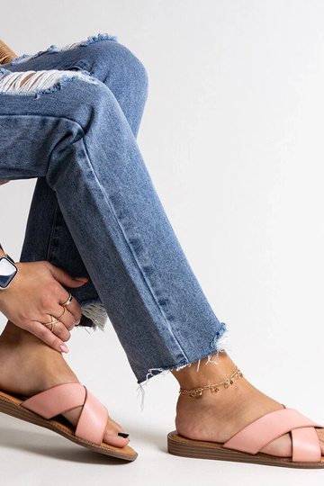 Rozā eko ādas flip-flops...