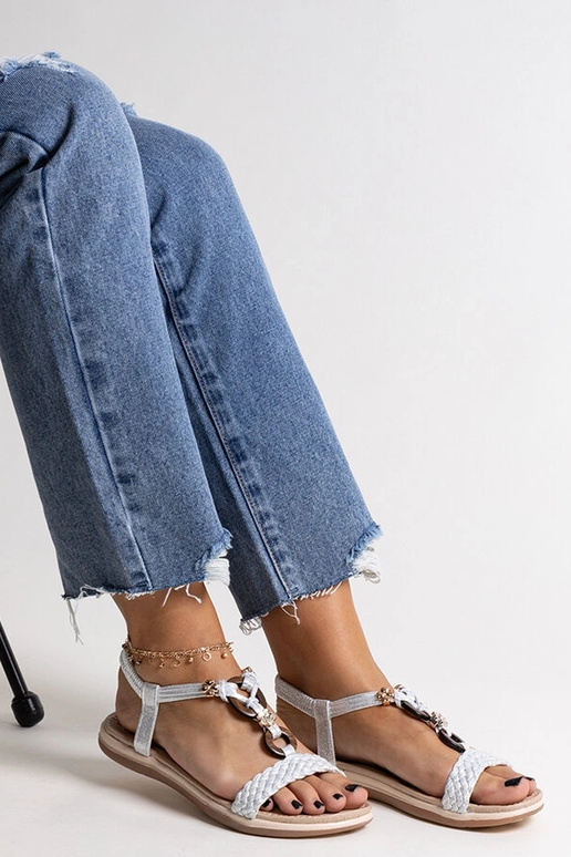 Sudraba pītas sandales Izodora