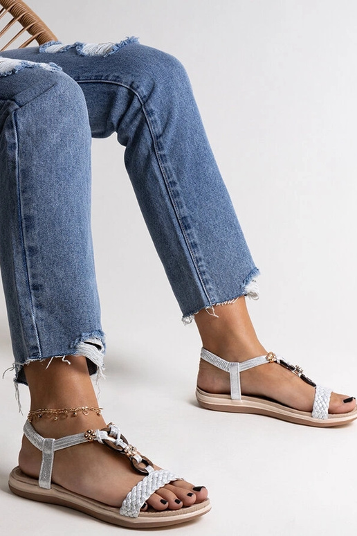 Sudraba pītas sandales Izodora