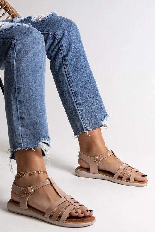 Rozā eko ādas sandales Grimalda