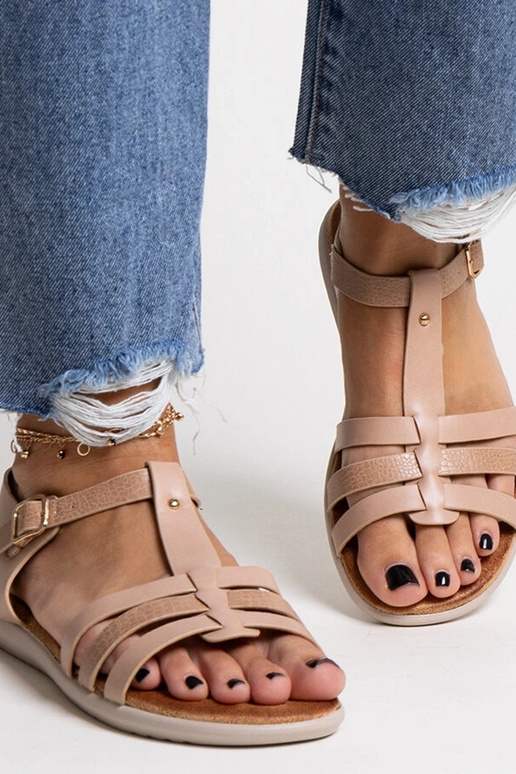 Rozā eko ādas sandales Grimalda