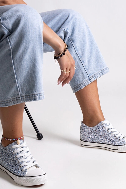 Zilās spīdīgās augstās kedas Jadwa