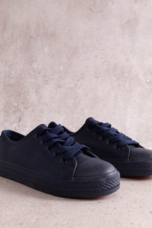 Tumši zilas bērnu kedas no eko ādas...