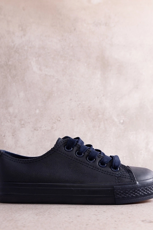 Tumši zilas bērnu kedas no eko ādas...